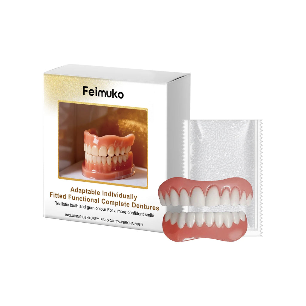 Denture Silicone Kit with Soft Liners for Upper and Lower False Teeth - Comfortable Reline Set
