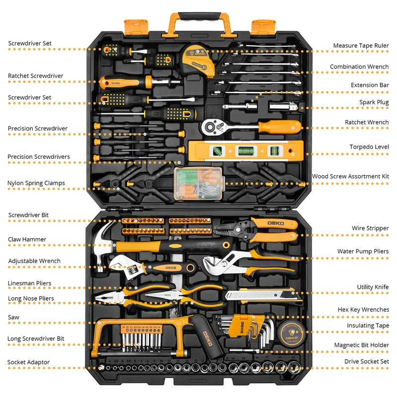 228-Piece Socket Wrench Auto Repair Tool Set with Plastic Toolbox