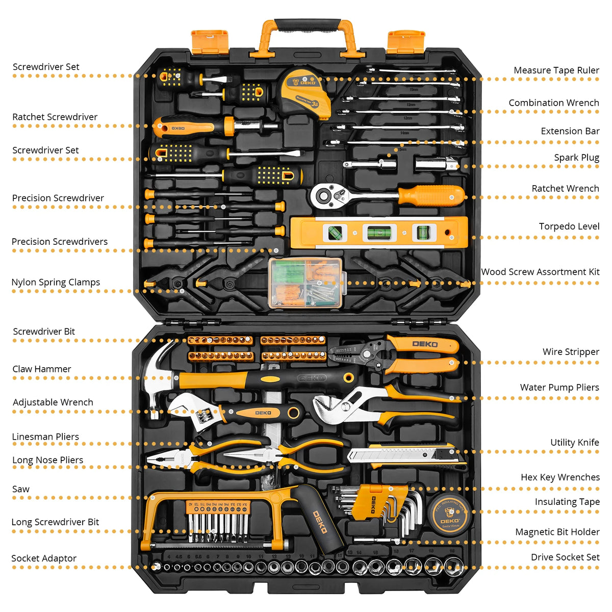 228-Piece Socket Wrench Auto Repair Tool Set with Plastic Toolbox