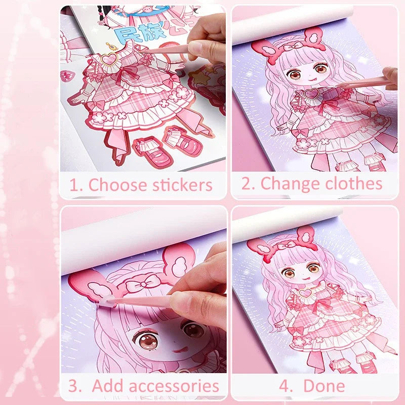 Kids Sticker Book for Girls - DIY Cartoon Makeup & Puzzle Activities