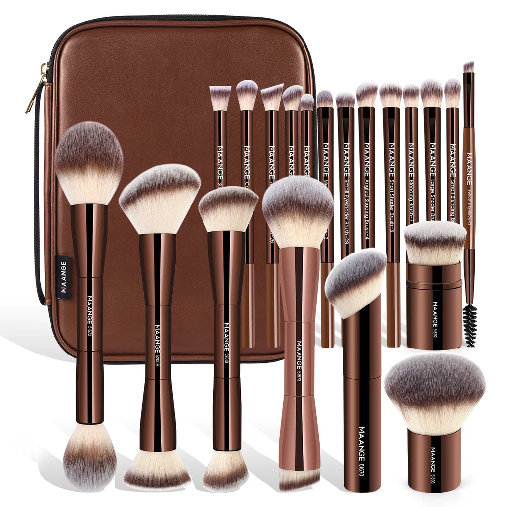 20-Piece Makeup Brush Set with Storage Bag - Foundation, Blush, Eyeshadow Tools