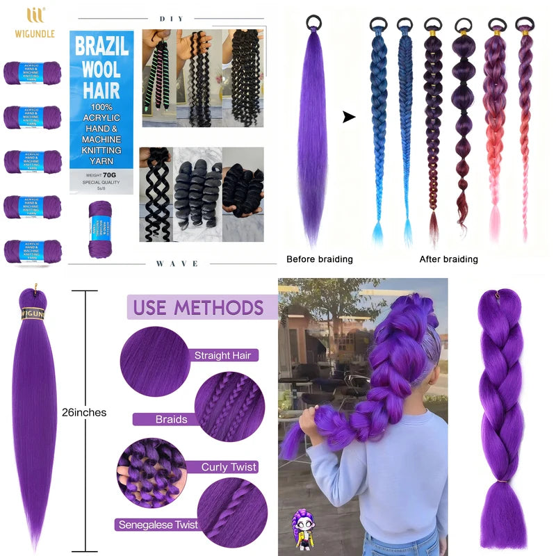 Synthetic Braided Ponytail Hair Extensions for Kids & Girls - Long Costume Hairstyle with Clips