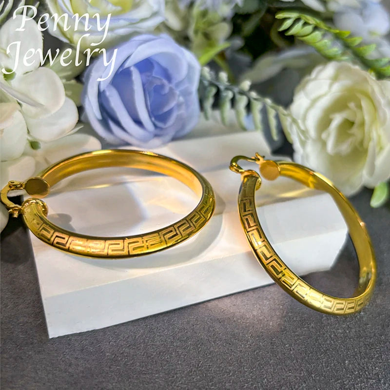 18K Gold Plated Hoop Earrings for Women Copper Circle Jewelry Gift