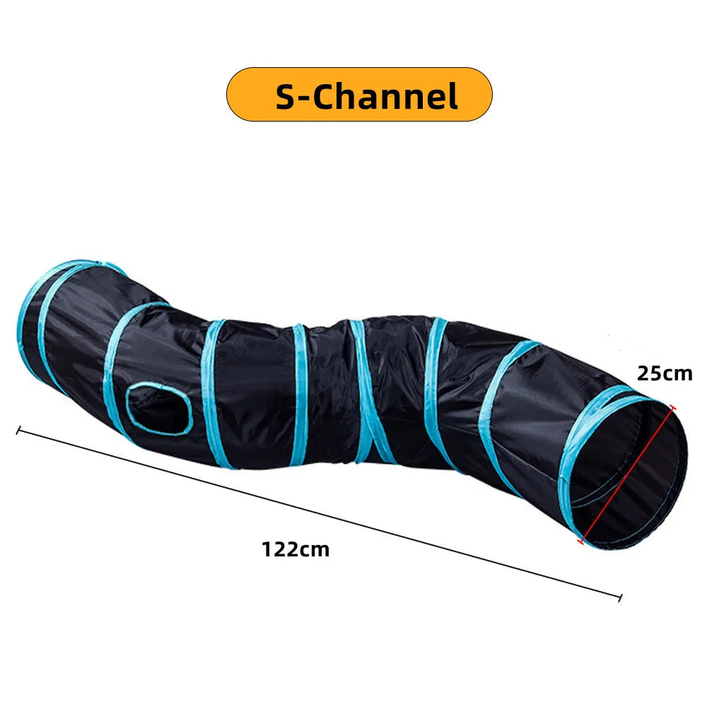 Foldable Cat Tunnel Play Toy - Breathable, Multi-Shape Indoor Pet Tunnel