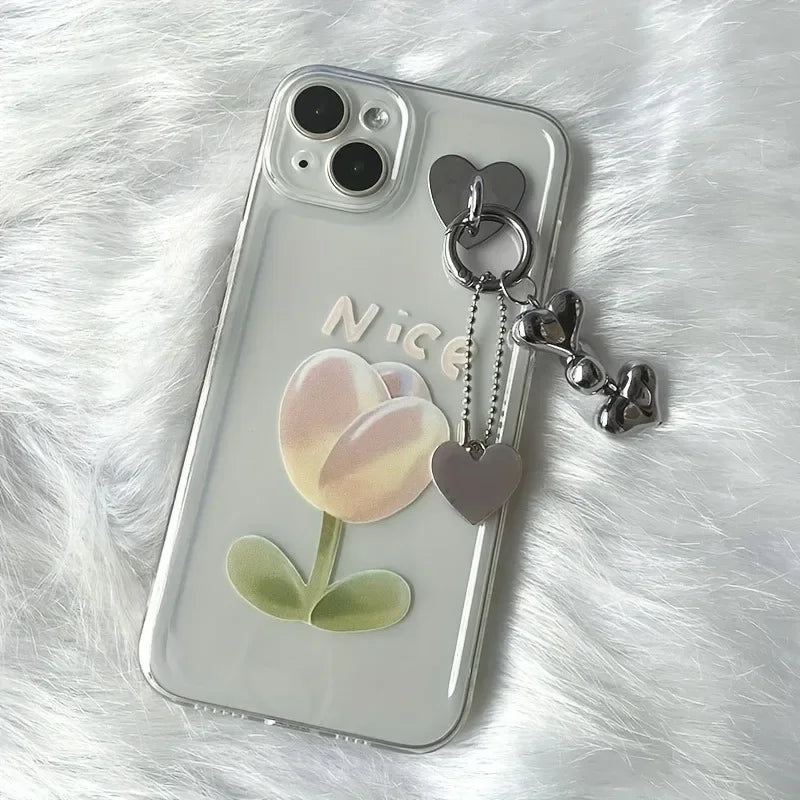 2Pcs Heart-Shaped Metal Phone Charm Holders Self-Adhesive Back Stand Hooks