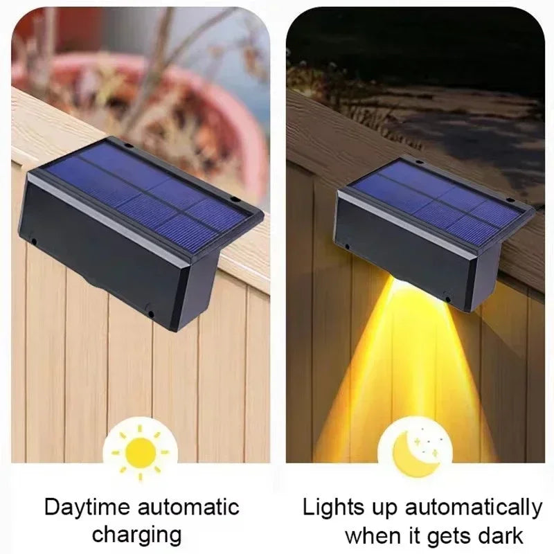 Solar Wall Lights Outdoor Waterproof Garden Pathway Fence Stair Lighting Set
