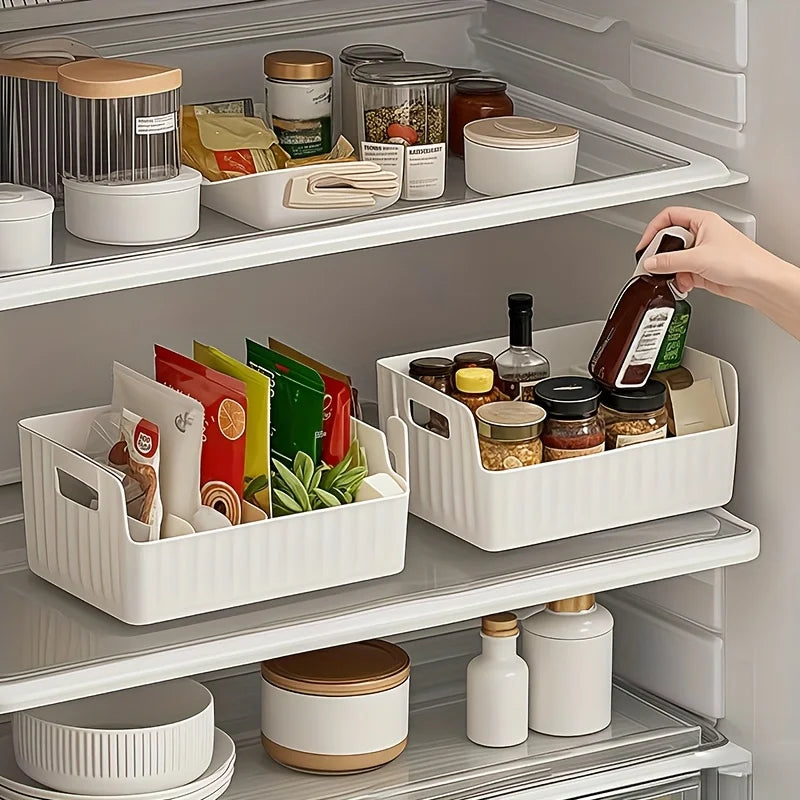 Clear Plastic Spice and Snack Storage Box with Adjustable Divider – Kitchen Organizer