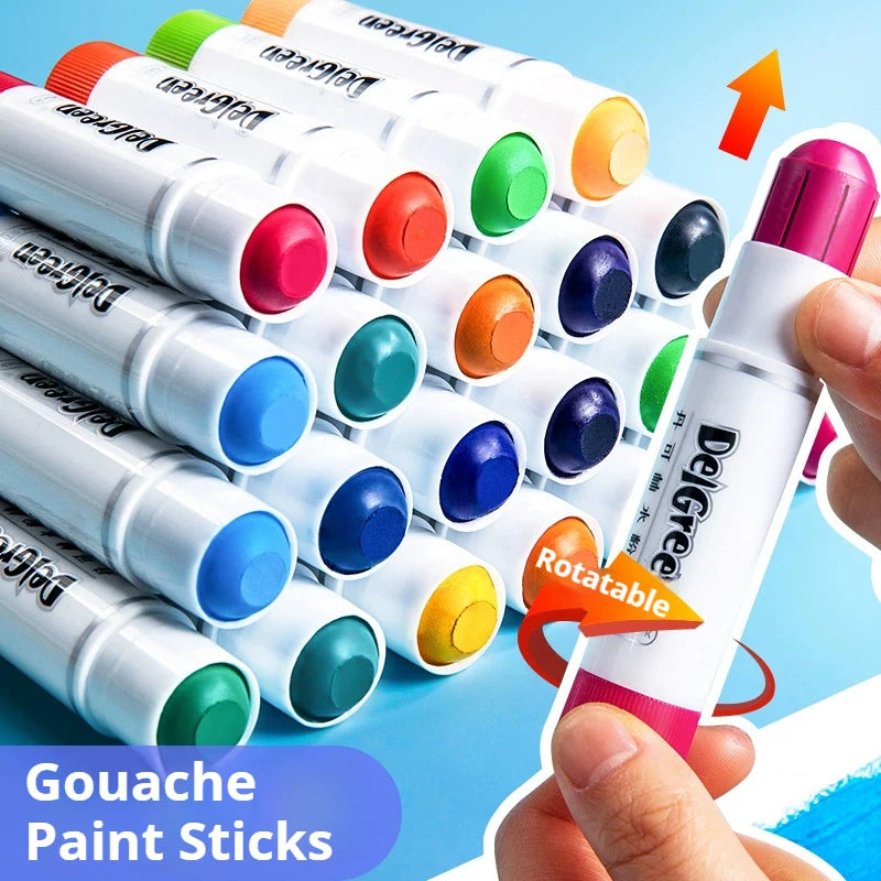 Artist Grade Soft Solid Gouache Paint Sticks - 6 12 18 24 Colors, Non-Toxic