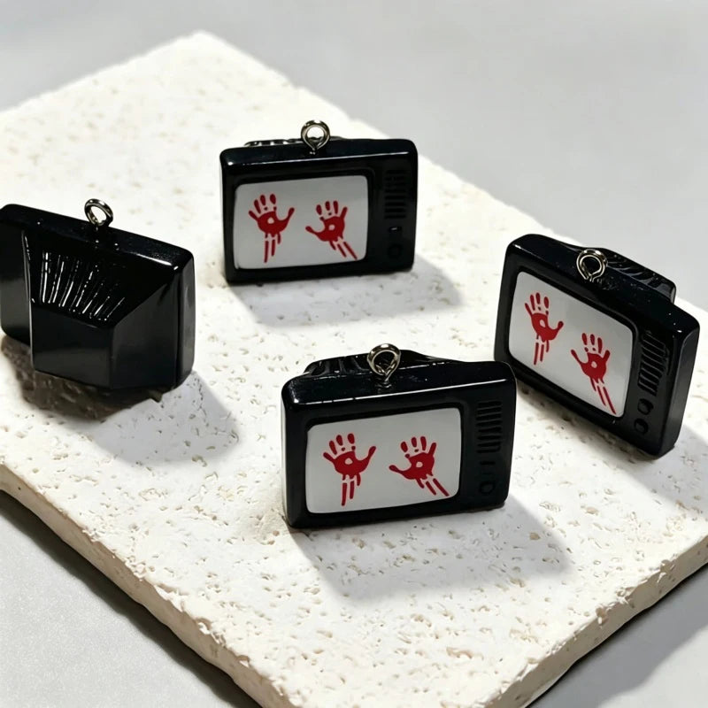 Halloween Bloody Red Handprint Resin Charms Pack for Jewelry & Keychains - Gothic Pendant DIY Set