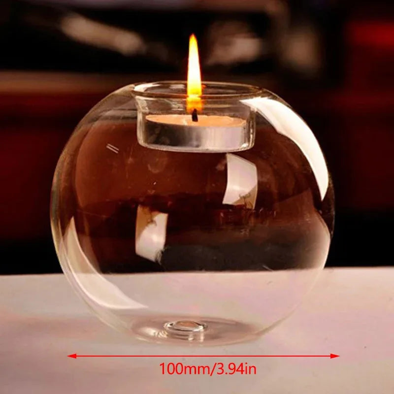 Elegant Round Glass Candle Holders for Weddings, Holidays & Home Decor