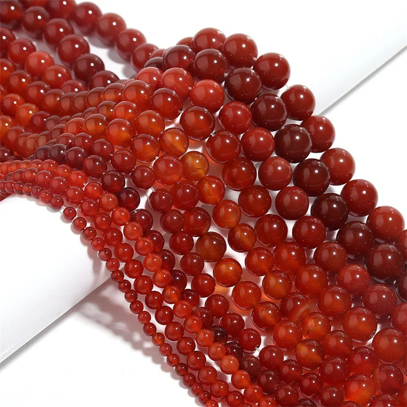 Natural Stone Beads for Jewelry Making - Round Carnelian Agate Loose Beads