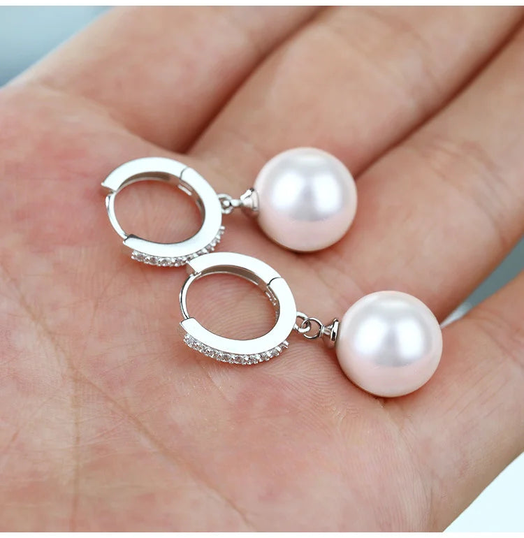 Freshwater Pearl Sterling Silver Earrings for Wedding & Party - Crystal Jewelry