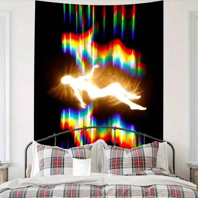 Neon Rainbow Tapestry Wall Art for Bedroom Living Room Decor - Polyester All-Season Home Decoration