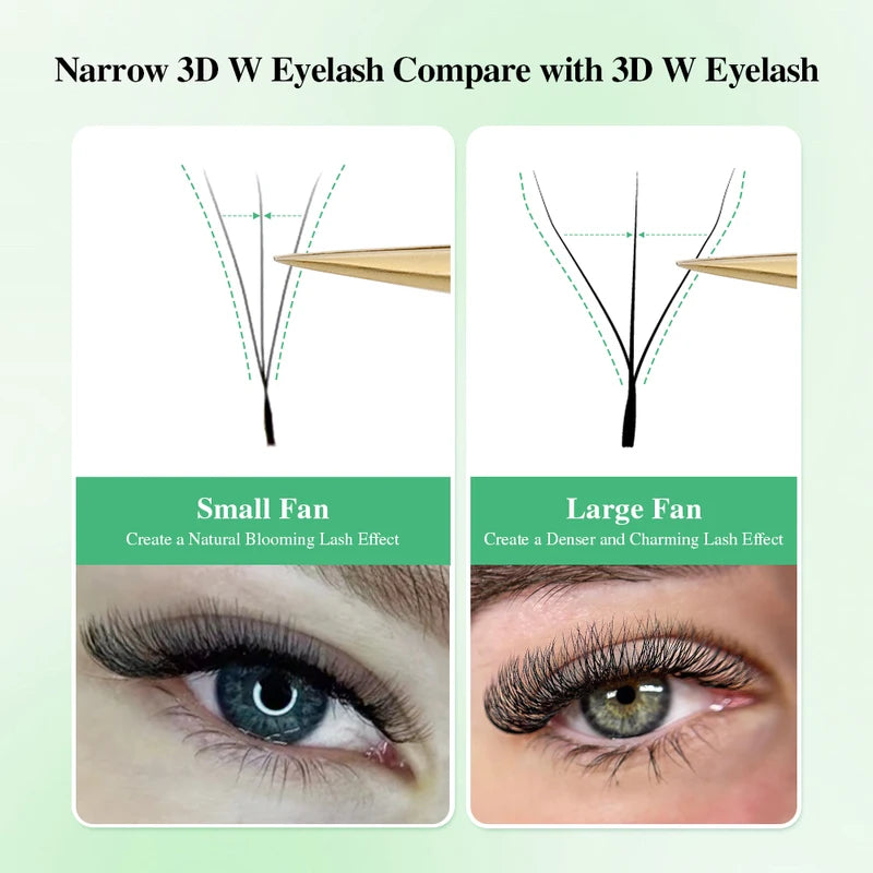 False Eyelash Extensions W-Shape 3D Premade Volume Fans for Lash Artists