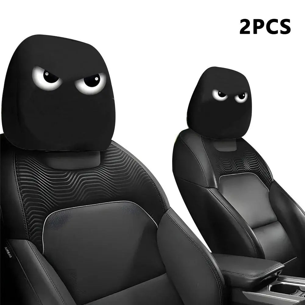 Halloween Car Headrest Covers 2pcs Spooky Skull & Funny Expression Design Universal Fit