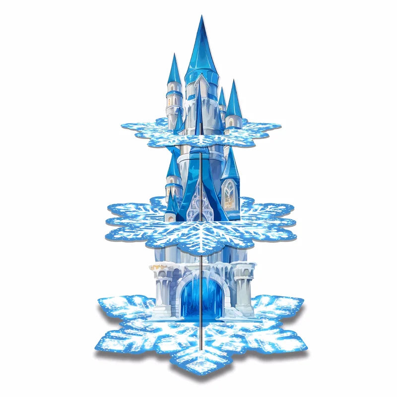 3-Tier Snowflake Cake Stand for Winter Birthday Party Dessert Display