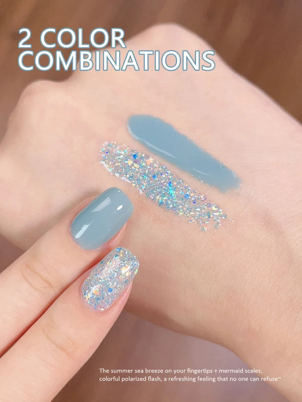 Blue Gel Nail Polish Set - 15ml UV LED Semi-Permanent Nail Art Kit for DIY Salon