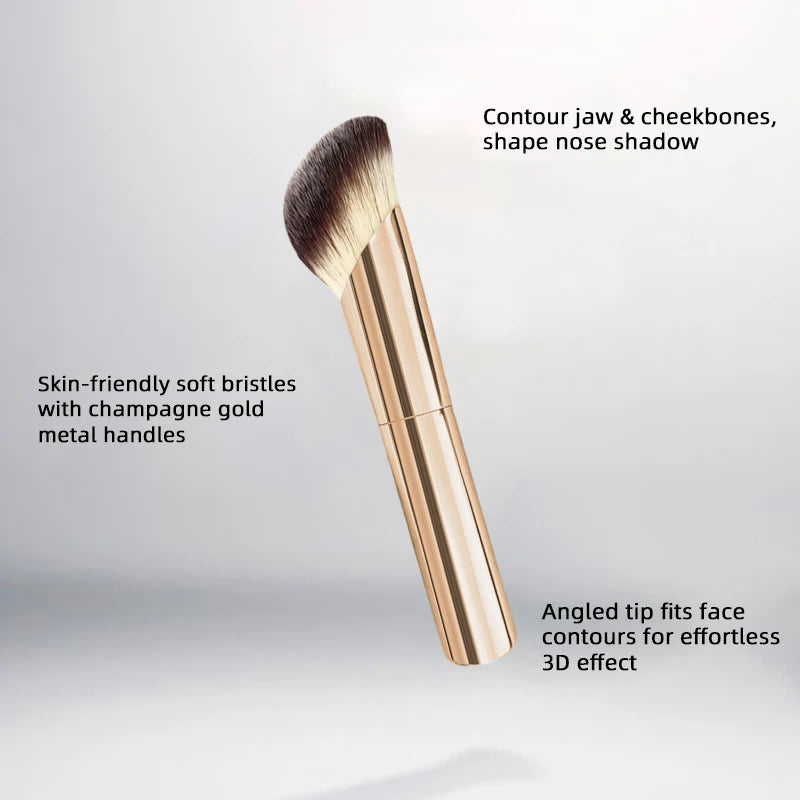5PCS Makeup Brush Set - Synthetic Hair Foundation & Eyeshadow Brushes, Travel Friendly, Champagne Gold
