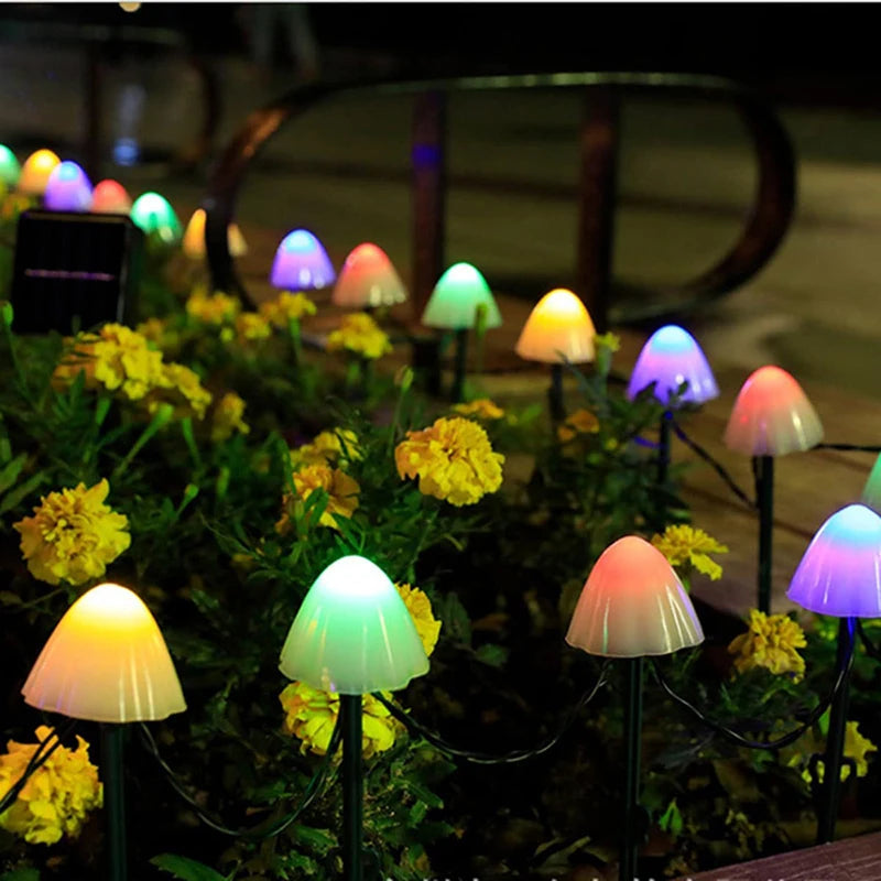 Solar Mushroom String Lights for Garden Patio Outdoor Landscape Decor