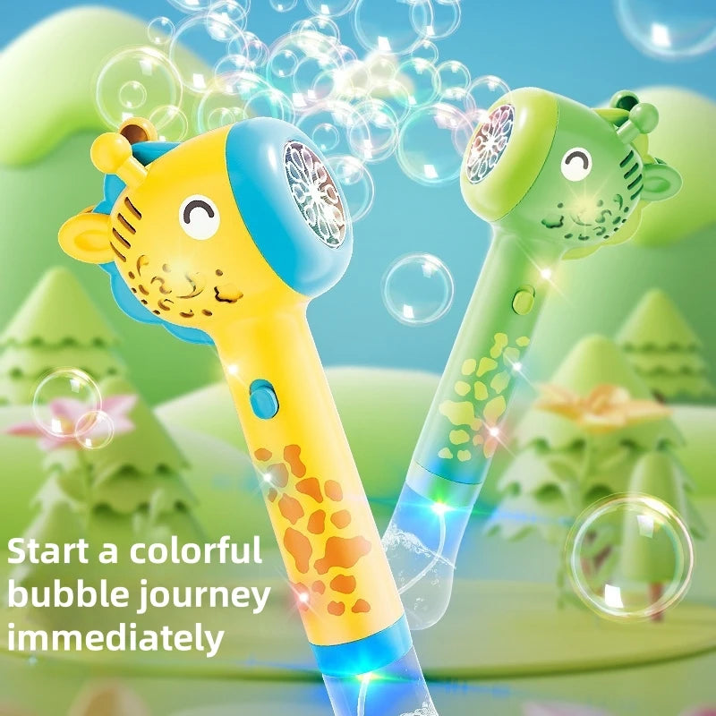 Automatic Bubble Machine for Kids Cartoon Dinosaur Giraffe Luminous Bubble Toy