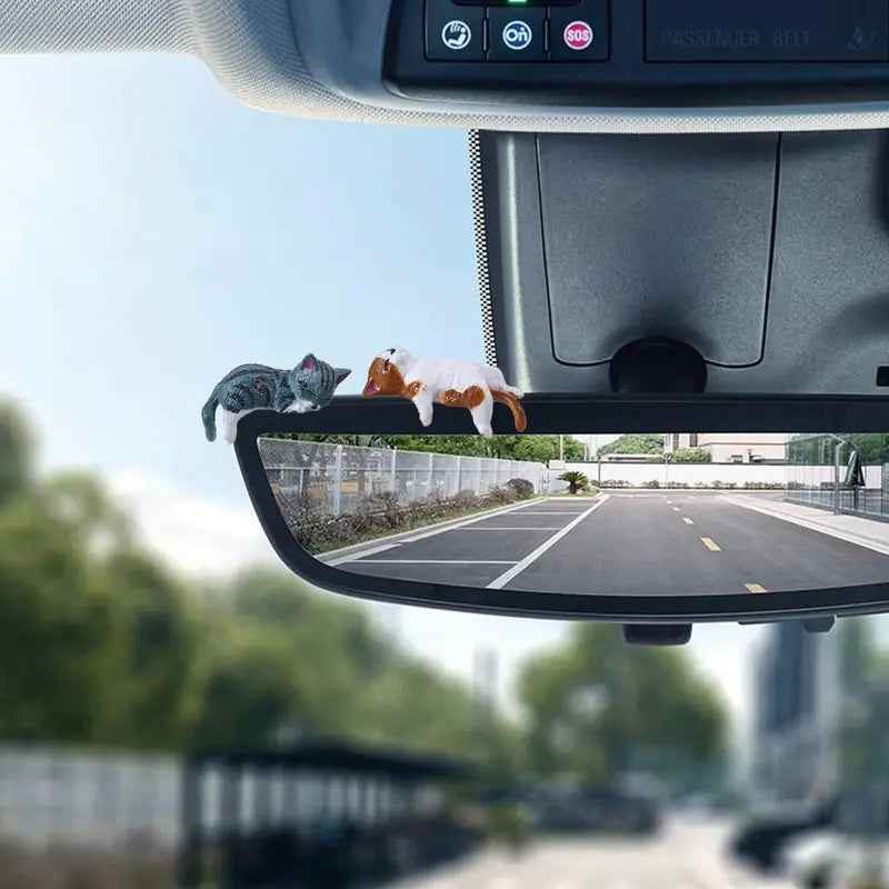 Mini Cartoon Cat Car Decorations Set - Creative Resin Edge Decor for Car Screens