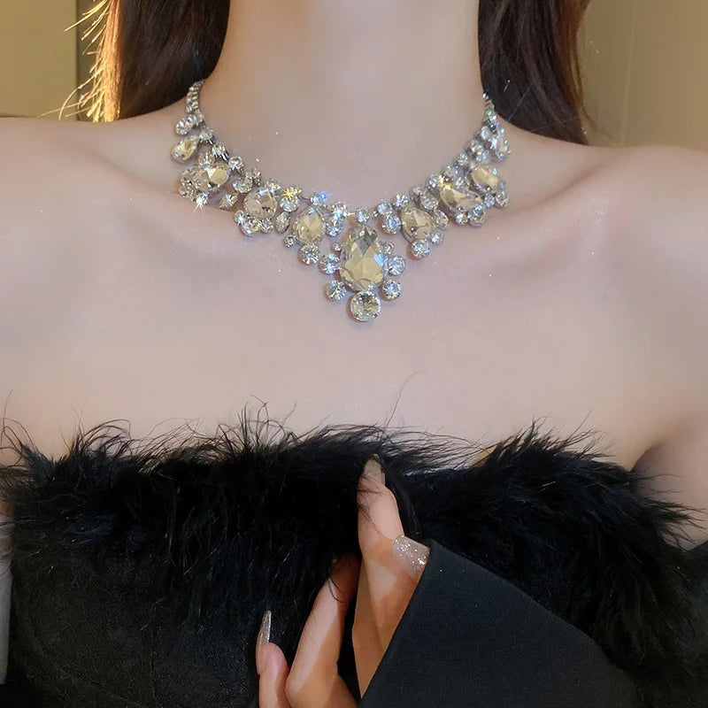 Elegant Rhinestone Crystal Necklace for Women - Party Wedding Jewelry