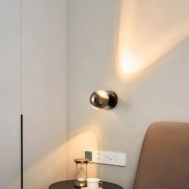 Modern Aluminum Wall Light with Glass Shade for Living Room Bedroom Corridor