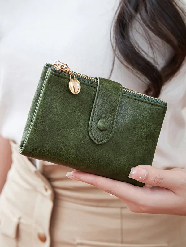 Minimalist Women's Wallet with Large Capacity Double Zipper Card Holder