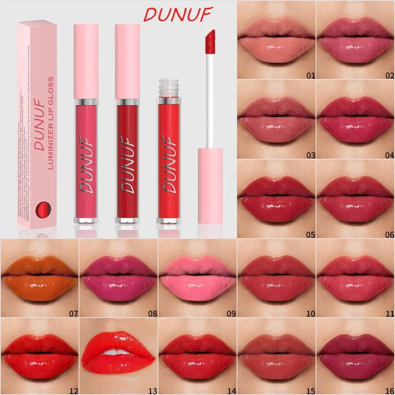 Highly Pigmented Hydrating Lip Gloss with Mirror - 16 Colors for Sexy Lips