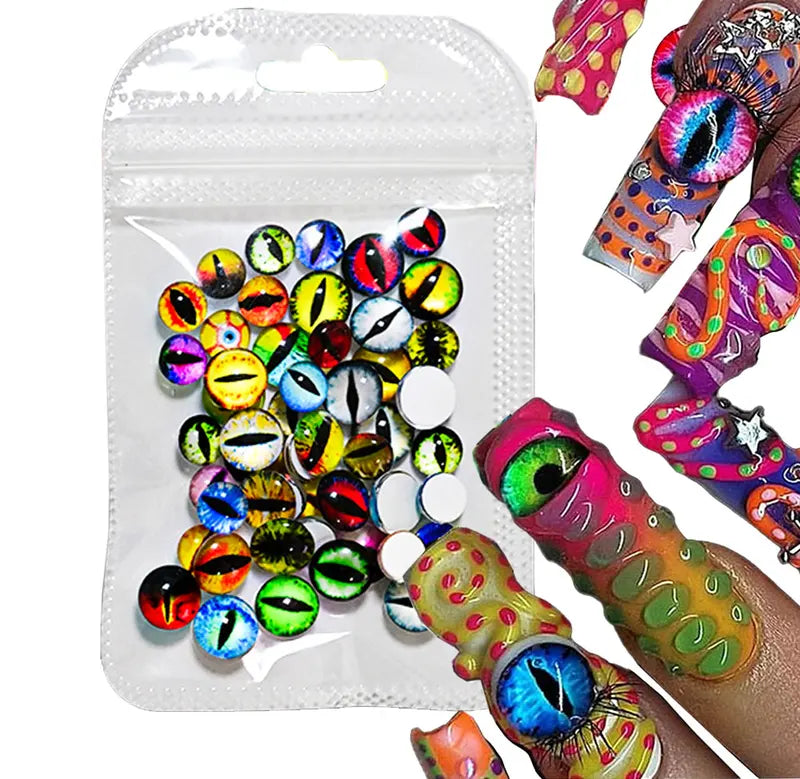 50Pcs 3D Animal Eye Beads Nail Charms Mixed Sizes for Manicure & Dolls