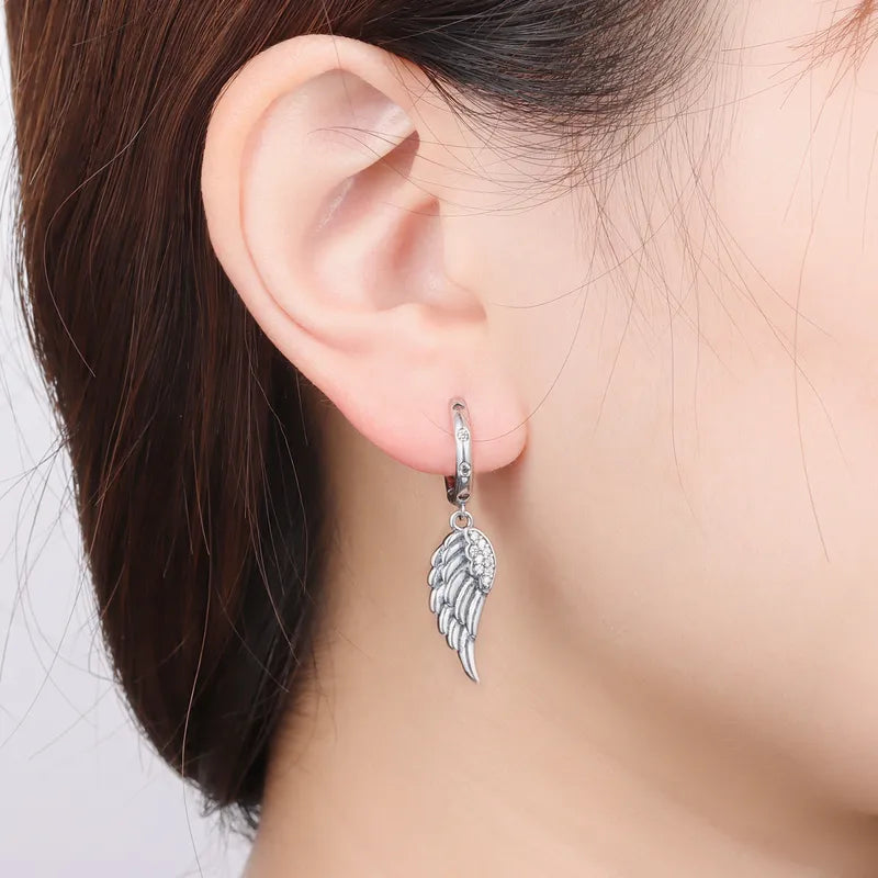 Sterling Silver Sparkling Wings Earrings for Women Drop Jewelry Party Gift