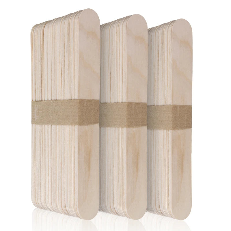 100Pcs Disposable Wooden Waxing Sticks 15cm Multi-Purpose Spatulas for Hair Removal