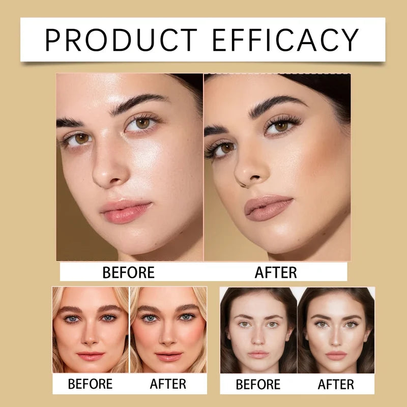 All-in-One Full Face Baked Makeup Palette with Brush - Travel-Ready, Versatile Colors