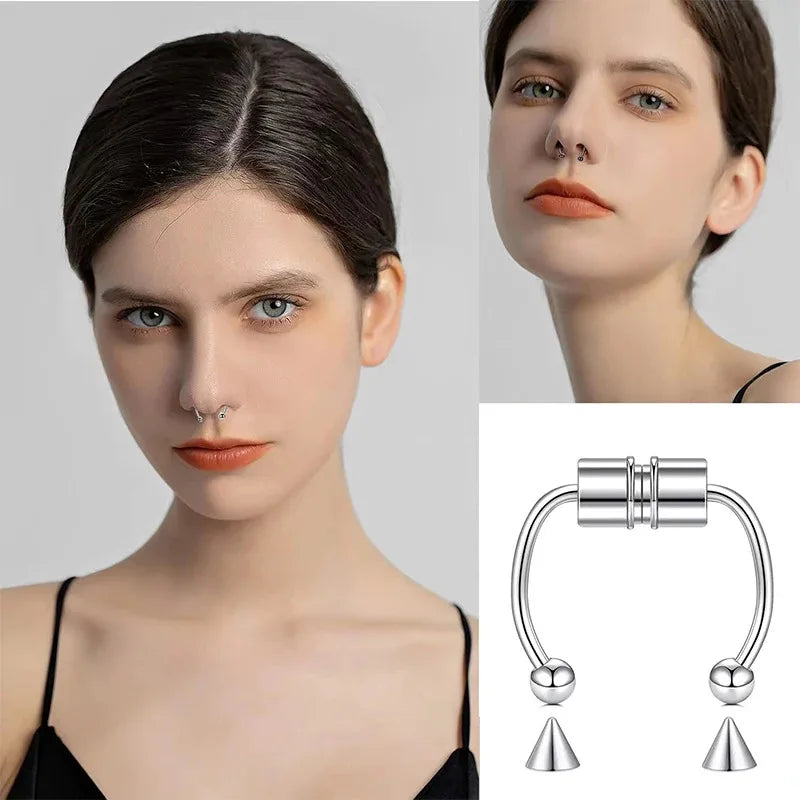 Fake Nose Piercing Hoop Septum Clip Non-Piercing Nose Ring Body Jewelry for Women