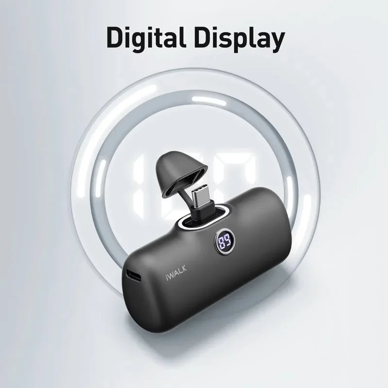 Mini 5000mAh Fast Charging Power Bank with Digital Display - Portable Ultra-Fast Power Supply