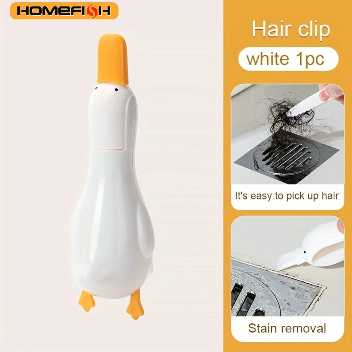 Dual-Head Bathroom Cleaning Clip with Drainage Hole - Cute Duck Design