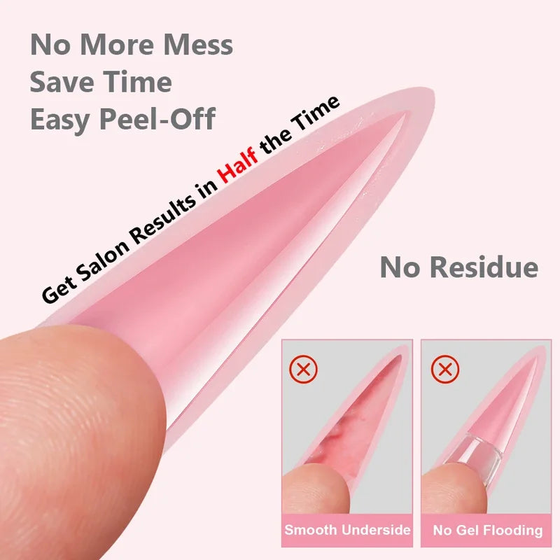 Reusable Gel Nail Extension Forms Set - Coffin & Almond Shapes, 16 Sizes, 256 Pieces