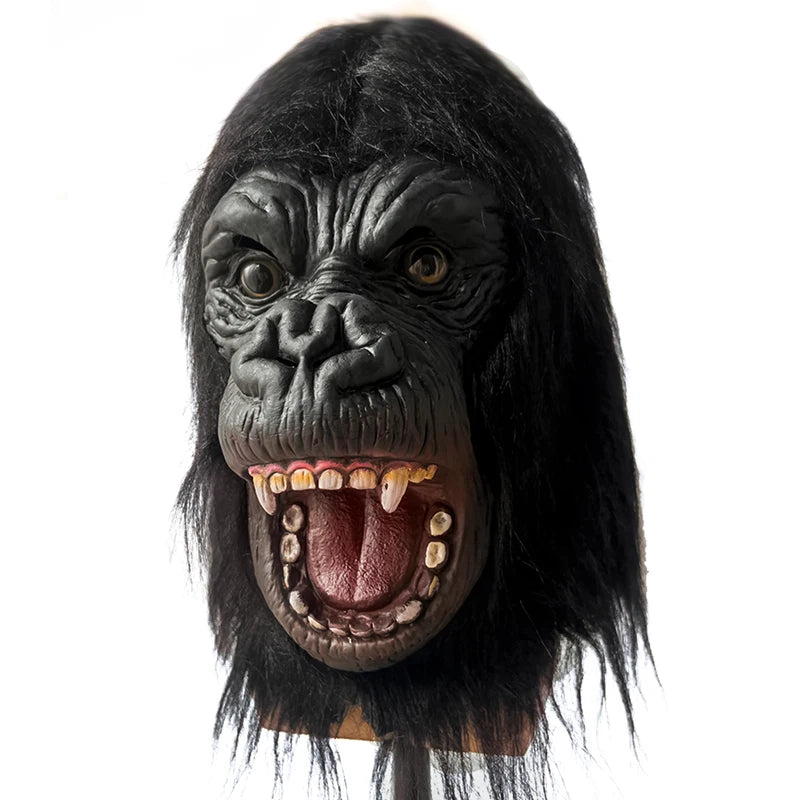 Black Realistic Gorilla Latex Mask for Halloween Cosplay Animal Headgear