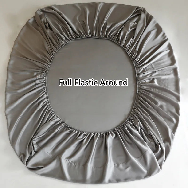 Luxury Natural Silk Fitted Sheet with Elastic Bed Cover Non-Slip Mattress Cover