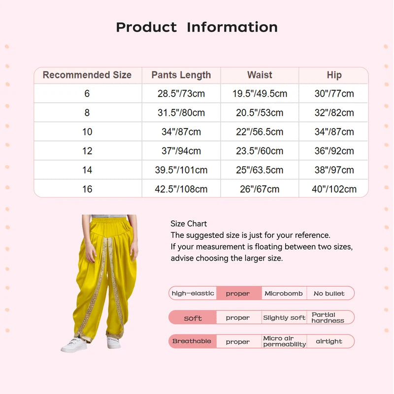 Kids Boys Satin Dhoti Pants with Elastic Waistband for Festive & Party Occasions