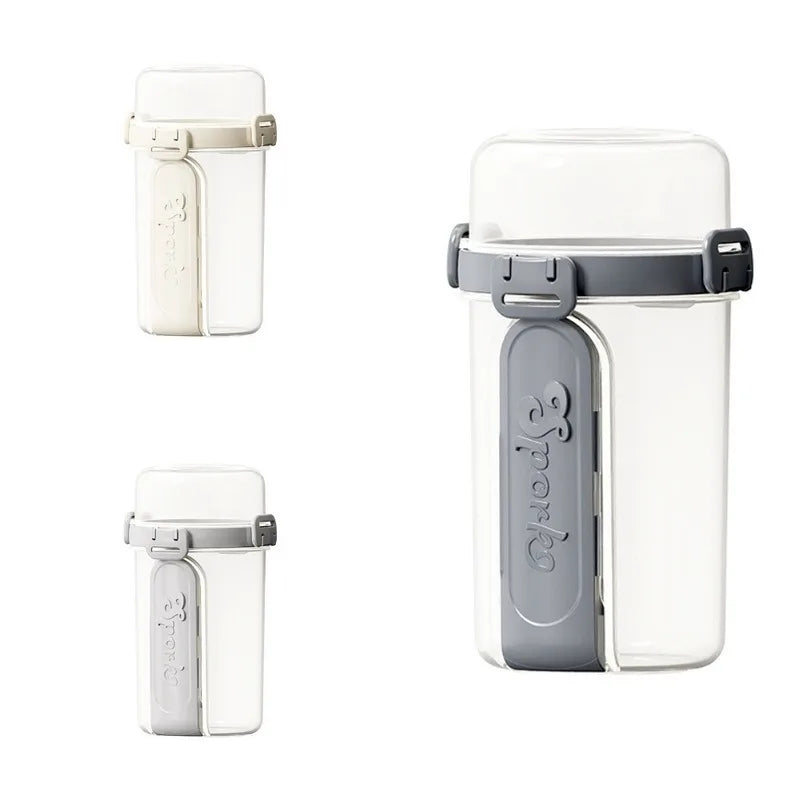 Yogurt Parfait Cups with Spoon & Fork, 800-1000ml Food-Grade Double-Layer Bottle