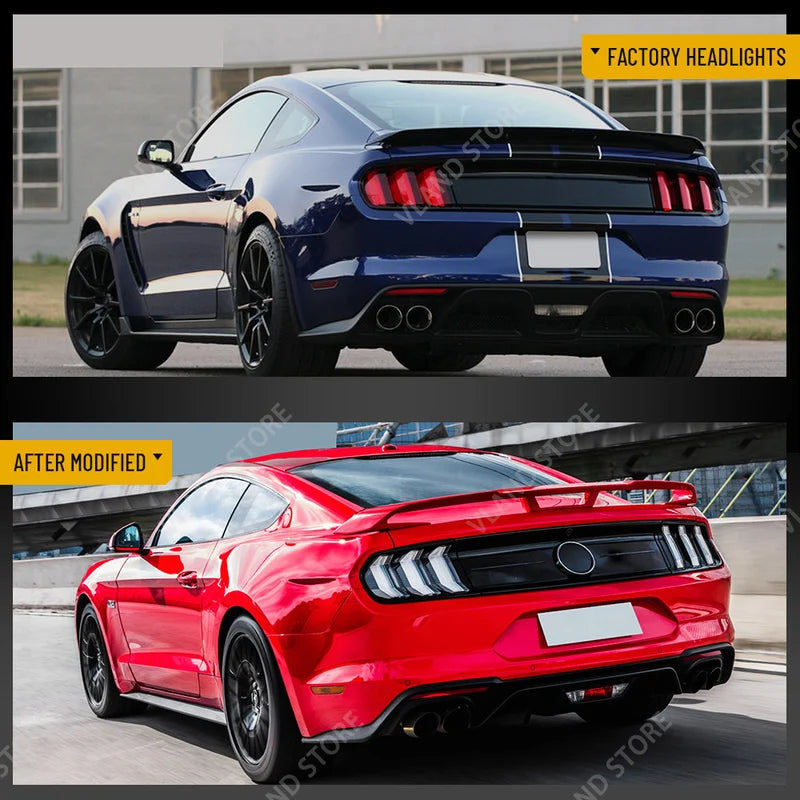 LED Tail Lights for Ford Mustang S550 2015-2023 Sequential Turn Signal Rear Lamps