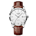 Men's Waterproof Sport Quartz Watch with Leather Strap - Casual Military Style