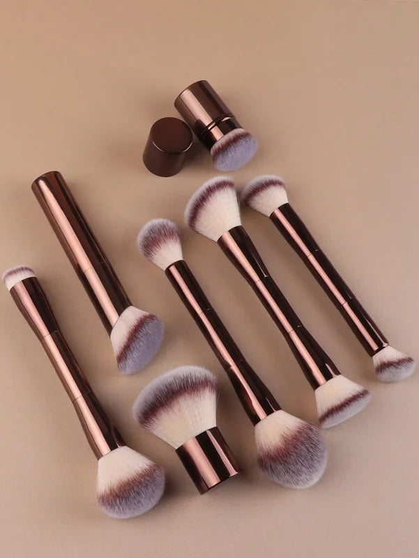 Professional Makeup Brush Set 22 pcs with Velvet Bag & Powder Puffs, Soft Long Aluminum Handles
