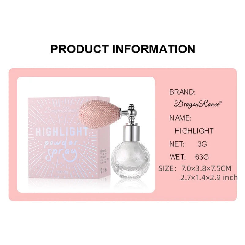 Glitter Body Powder Highlighter Spray for Face & Body - Sparkling Makeup Shine