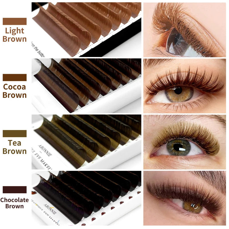 Volume Eyelash Extensions C CC D Brown Natural Mink Lashes Tray