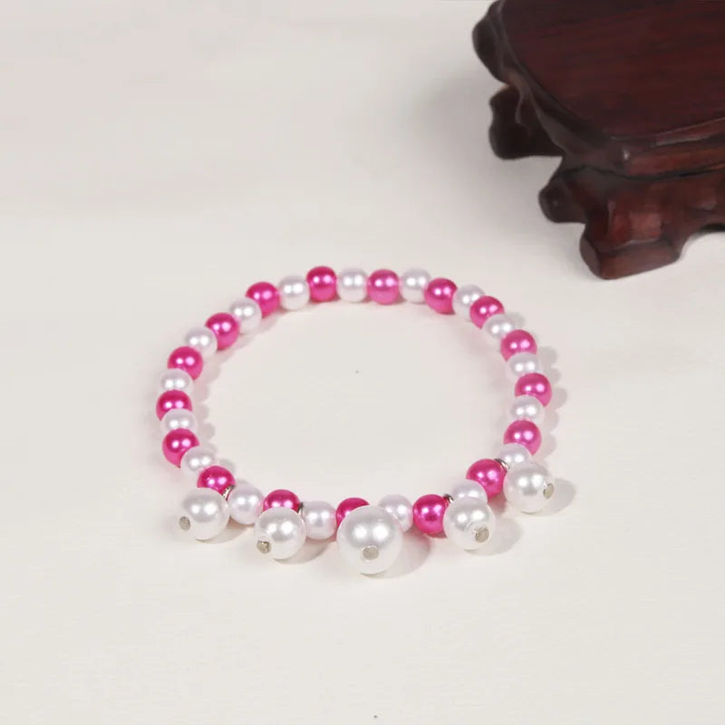 Anime Ladybug & Cat Noir Awakening Bracelet Pink Pearls for Women Jewelry Gift