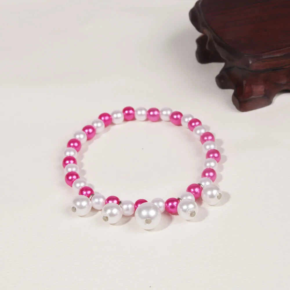 Anime Ladybug & Cat Noir Awakening Bracelet Pink Pearls for Women Jewelry Gift