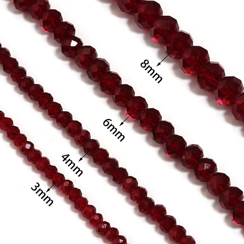 Glass Beads for Jewelry Making - Pomegranate Red Faceted Crystal Loose Beads