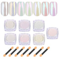 7 Colors Nail Powder Set - Holographic Mirror & Pearlescent Chrome Dust